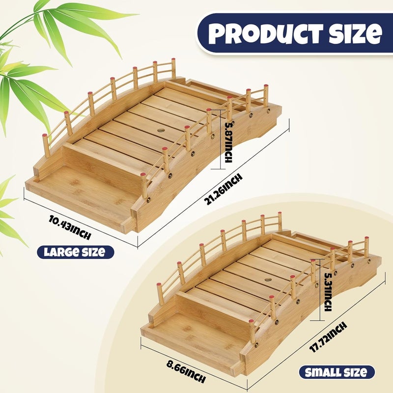 LEQC Wooden Sushi Boat Bridge – Large Sushi Serving Tray for Japanese Food Display, Sushi Platter, Sushi Train Dining, Party Serving Board, Restaurant & Home Kitchen Decoration(17.2X8.4X5.2in) - Image 4